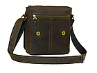 Чоловіча шкіряна сумка через плече планшет месенджер із натуральної шкіри з клапаном коричнева 23×20×5 см, фото 3