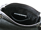 Чоловіча шкіряна сумка через плече месенджер із натуральної шкіри з клапаном чорна з білою строчкою 23×20×5 см, фото 4