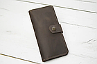 Чоловічий шкіряний гаманець лонгер із великою монетницею купюрник із натуральної шкіри коричневий, фото 3