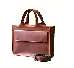 Жіноча шкіряна сумка для документів А4 з натуральної шкіри на плече з ручками світло-коричнева