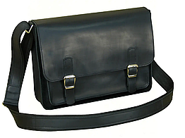 Жіноча шкіряна сумка для документів формату А4 з натуральної шкіри на плече з клапаном чорний