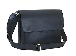 Жіноча шкіряна сумка для документів формату А4 з натуральної шкіри на плече з клапаном чорна