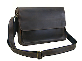 Жіноча шкіряна сумка для документів формату А4 з натуральної шкіри на плече з клапаном коричнева