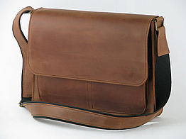 Жіноча шкіряна сумка для документів А4 з натуральної шкіри на плече з клапаном світло-коричнева