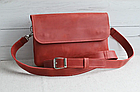 Жіноча шкіряна маленька сумка клатч крос-боді через плече з натуральної шкіри червона, фото 2