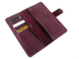 Жіночий шкіряний гаманець купюрник лонгер із натуральної шкіри бордовий