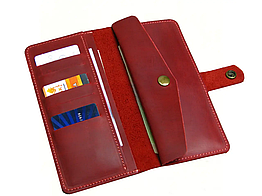 Жіночий шкіряний гаманець купюрник із натуральної шкіри червоний