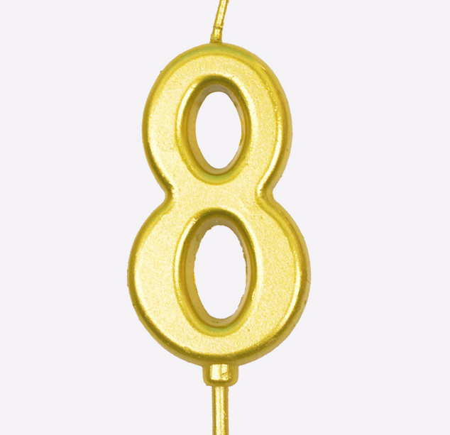 Свічка в торт, цифра "8" з позолотою, фото 1