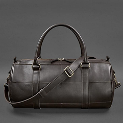 Чоловіча спортивна дорожня шкіряна сумка універсальна для спортзалу з натуральної шкіри темно-коричнева