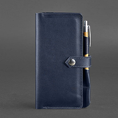 Чоловічий шкіряний тревел-кейс гаманець органайзер портмоне з натуральної шкіри темно-синій