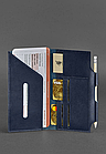 Чоловічий шкіряний тревел-кейс гаманець органайзер холдер для документів портмоне з натуральної шкіри темно-синій, фото 6