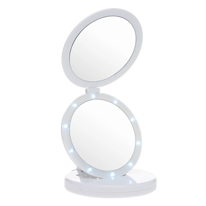 Косметичне дзеркало з LED підсвічуванням RIAS Eclipse розкладне White (3_01480), фото 1