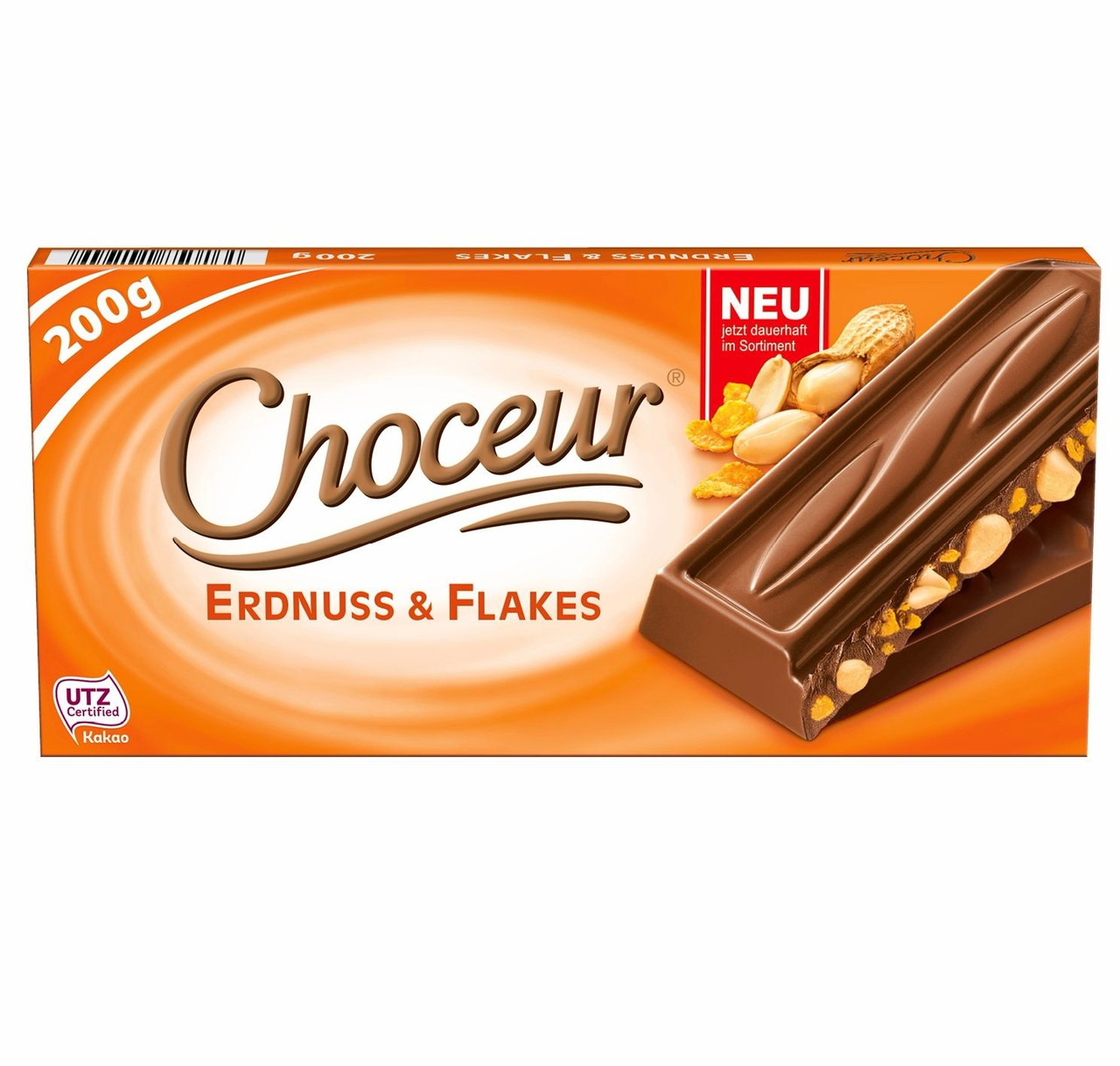 Шоколад молочний Choceur Erdnuss&Flakes з арахісом і пластівцями 200 г.