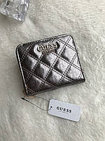 Кошелёк женский Guess оригинал Gaia Small Zip Around Wallet серый металлик в лого