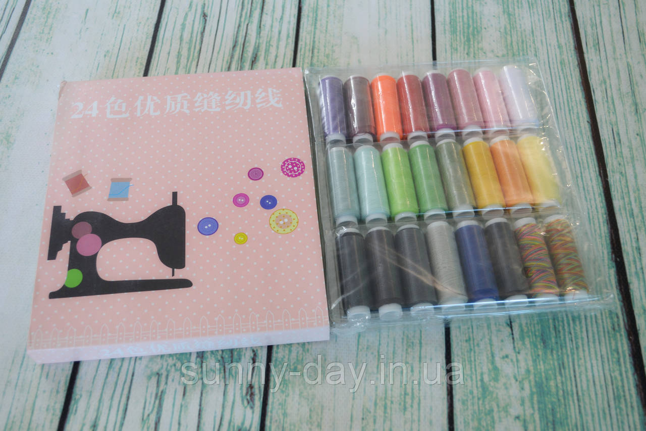 Швейні нитки в наборі (24 кольори), фото 1