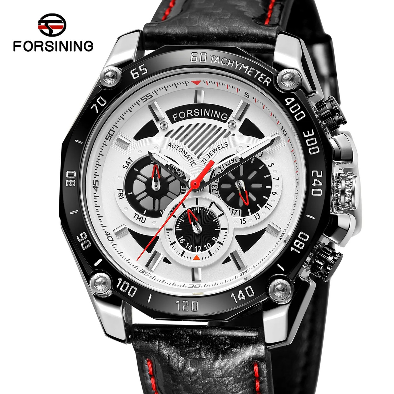 Мужские часы механические с автоподзаводом Forsining 6910 Silver-White ...