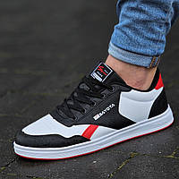 Тільки 41р і 45р! Кросівки чоловічі білі чорні весняні осінні кеди Кроссовки мужские белые черные кеды (Код: 3128)