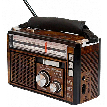 Радіоприймач 3в1 з LED-ліхтариком, МР3-плеєром, SD та USB, FM/SW/AM, GOLON RX-382, Коричневий / Портативне радіо з ліхтарем