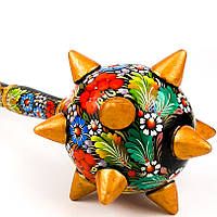 Булава дерев'яна Петриківський розпис ручної роботи ЯСКРАВІ КВІТИ Український сувенір козацька булава 40см