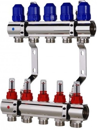 KP KR.1110-05 1"x5 WAYS колекторний блок з витратомірами, фото 1