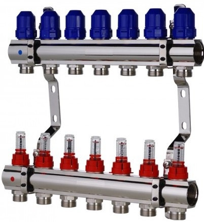 KP KR.1110-07 1"x7 WAYS колекторний блок з витратомірами, фото 1