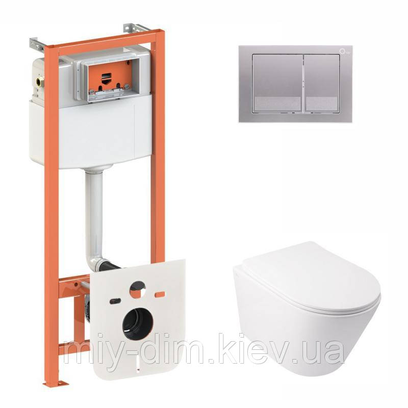 Готове рішення Qtap для ванної кімнати: підвісний унітаз Swan Rimless 520х360х320 + комплект інсталяції Nest 4 в 1 (квадратна