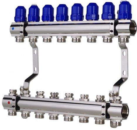 KP KR.1100-08 1"x8 WAYS колекторний блок з термостатичними клапанами, фото 1