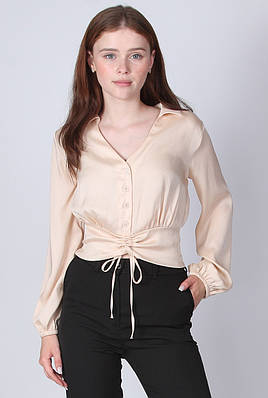 Блузка жіноча легка з довгими рукавами Актуаль 910323 шовк Армані бежевий, 46