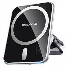 Автотримач — Бездротовий ЗП Borofone «BH43 Xperience» — Black & Silver