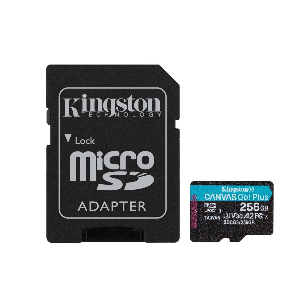 MicroSDXC (UHS-1 U3) Kingston Canvas Go Plus 256Gb class 10 A2 V30 (R170MB/s, W90MB/s) (adapter SD) - фото 2 - id-p1792412964