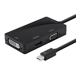 Конвертер mini Display Port (тато) на HDMI / VGA / DVI (мама) 30cm, Black, 4K / 2K, Пакет e