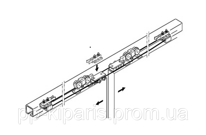 Комплект фурнітури Slido D-Line11 50P-120P Synchro для 2-х дверних полотен