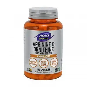 Аргінін, орнітин Now Foods Arginine/Ornithine 100 caps