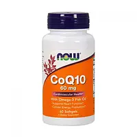 Коэнзим Q10 с омега Now Foods CoQ10 60 mg with Omega-3 60 softgels