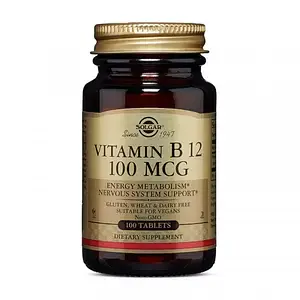 Вітамін В12 Ціанокобаламін Solgar Vitamin B 12 100 mcg 100 tabs