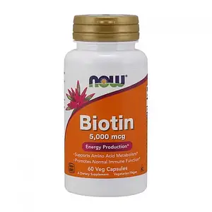 Біотин Now Foods Biotin 5000 mcg 60 veg caps нау фудс