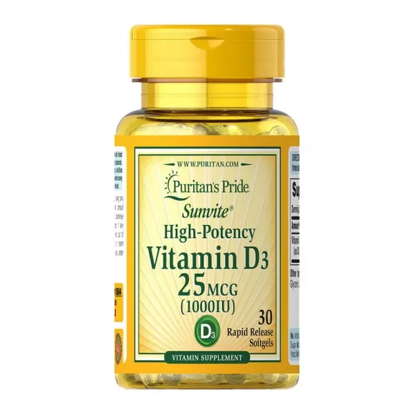 Вітамін Д3 Puritan's Pride Vitamin D3 25 mcg (1000 IU) 30 softgels