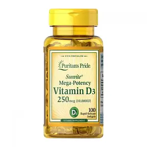 Вітамін Д3 Puritan's Pride Vitamin D3 250 mcg (10000IU) 100 softgels