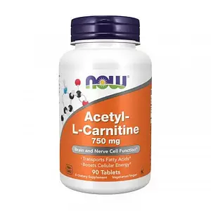 Ацетил Л-Карнітін Now Foods Acetyl-L-Carnitine 750 mg 90 tab