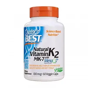 Вітамін К-2 Doctor's BEST Natural Vitamin K2 MK-7 з MenaQ7 100 mcg 60 veg caps