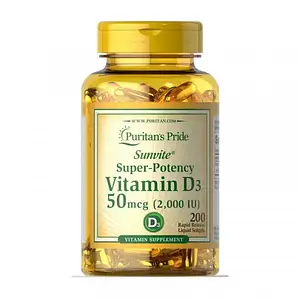 Вітамін Д3 Puritan's Pride Vitamin D3 50 mcg (2000 IU) 200 softgels