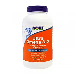 Омега 3 Now Foods Ultra Omega 3-D 180 fish softgels НАУ ультра омега