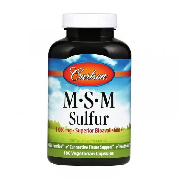 МСМ Метилсульфонілметан Carlson Labs MSM Sulfur 1000 mg 180 см