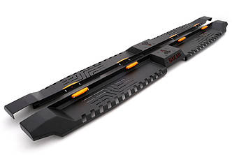 Бокові пороги Dakar V2 з LED (2 шт, метал) для Nissan Navara 2006-2015 рр від VLF комп.