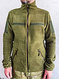 Воєнна флісова кофта на блискавці Garment Factory, оливкова Фліска ЗСУ флісова куртка, тактична кофта з кишенями РОЗМІР 46 S, фото 3