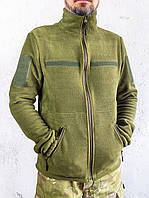 Воєнна флісова кофта на блискавці Garment Factory, оливкова Фліска ЗСУ флісова куртка, тактична кофта з кишенями РОЗМІР 52 XL