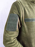 Воєнна флісова кофта на блискавці Garment Factory, оливкова Фліска ЗСУ флісова куртка тактична кофта з кишенями РОЗМІР 54 XXL, фото 5