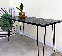Чорний журнальний столик з мозаїки в стилі Лофт. Журнальний стіл