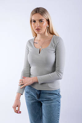 Пуловер жіночий з V-вирізом світло-сірий 2260 (2000000093963)