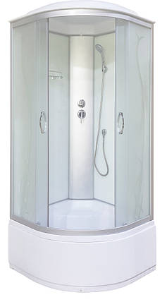 Душевой бокс KO&PO 470 №4(11) 80x80x215 см с глубоким поддоном матовое стекло с рисунком раздвижные двери, фото 1